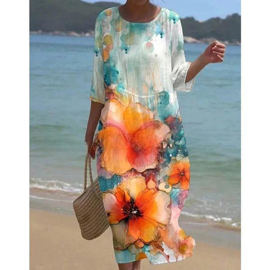 Heidi-Mode | Elegantes Kleid mit Blumenmuster Stilvoll mit Bauchbedeckung