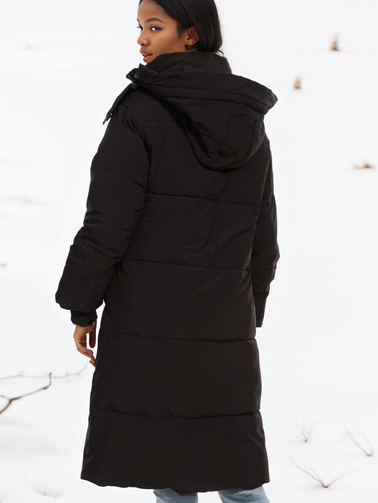 Heidi-Mode | Stylischer schwarzer Parka Wintermantel mit Kapuze und Futter Ideal für Herbst/Winter