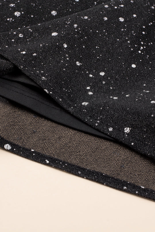 Elegante schwarze Glitzerkleid mit Netzbespannung