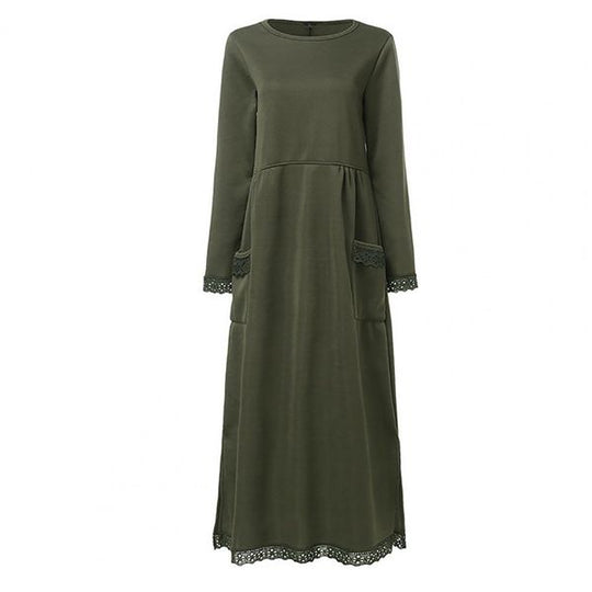Heidi-Mode | Langärmliges Kleid mit Spitzenkante
