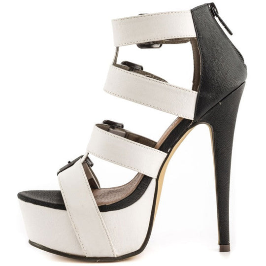 Heidi-Mode | Gürtelschnalle Plattform High-Heel Römische Sandalen