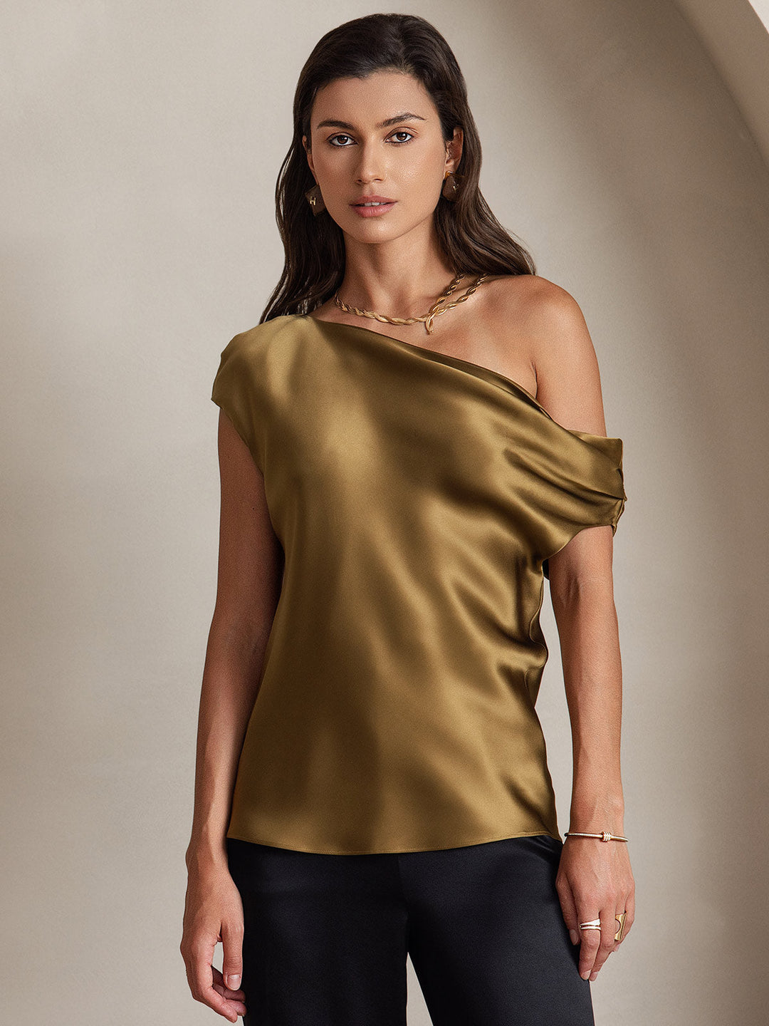 Heidi-Mode | Seiden Chic Ein Schulter Bluse