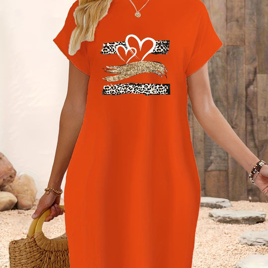 Heidi-Mode | Kleid mit Herzen und Pantherdruck mit Taschen