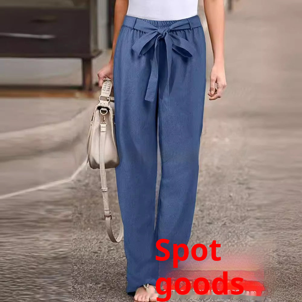 Heidi-Mode | Damen Bequeme Hose aus Baumwolle und Leinen In Unifarben