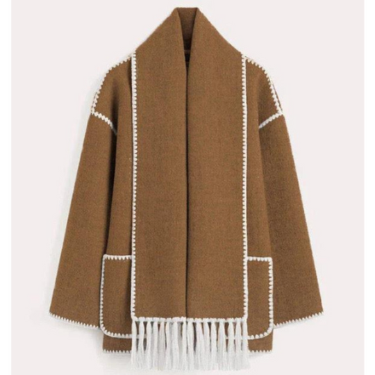 Heidi-Mode | Damen Warmer Lockerer Wickelkragen Mantel Winter