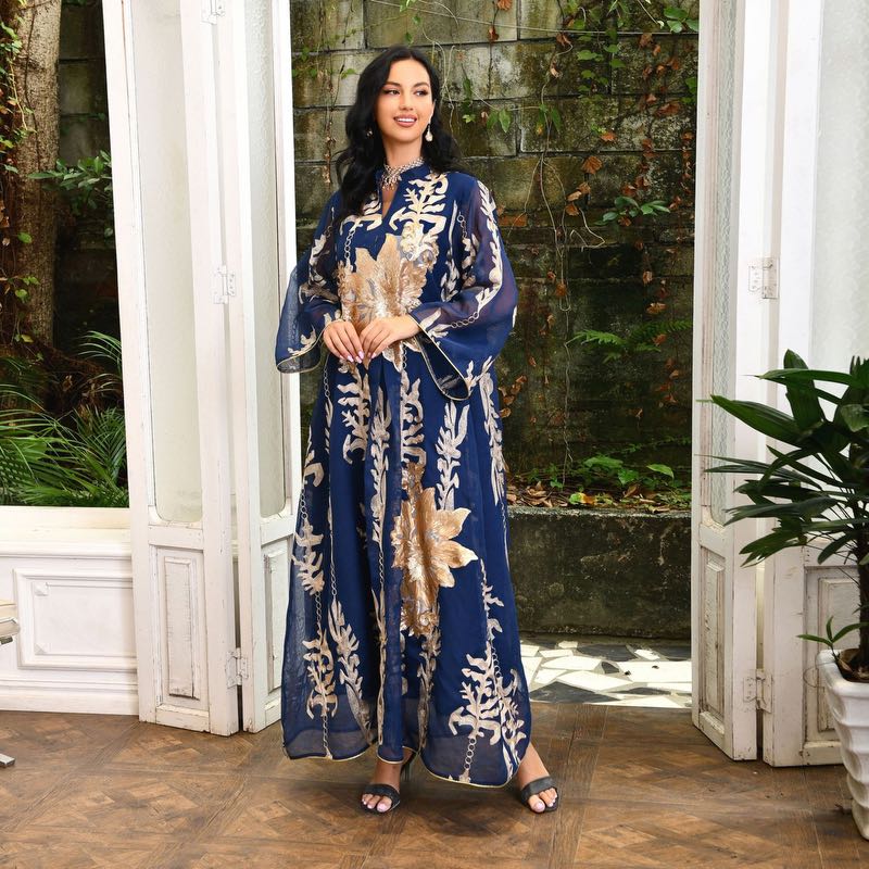 Heidi-Mode | Eid Luxus Kaftan Kaftan Kleid Jalabiya mit Pailletten Bestickt