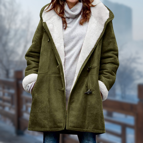 Heidi-Mode | Bequeme Weiche Lange Fleecejacke für Frauen mit Kapuze