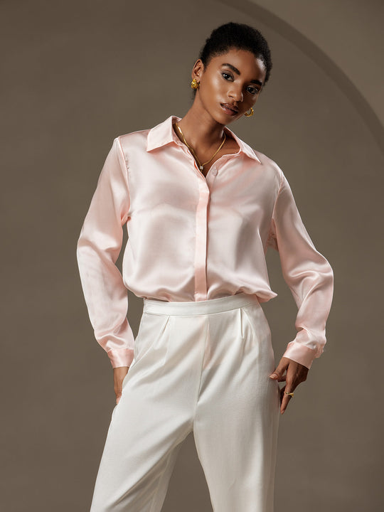 Heidi-Mode | Damen Klassische Seide Langarmshirt