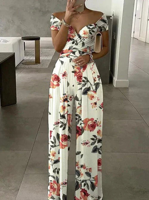 Lässiger bedruckter Jumpsuit mit weitem Bein