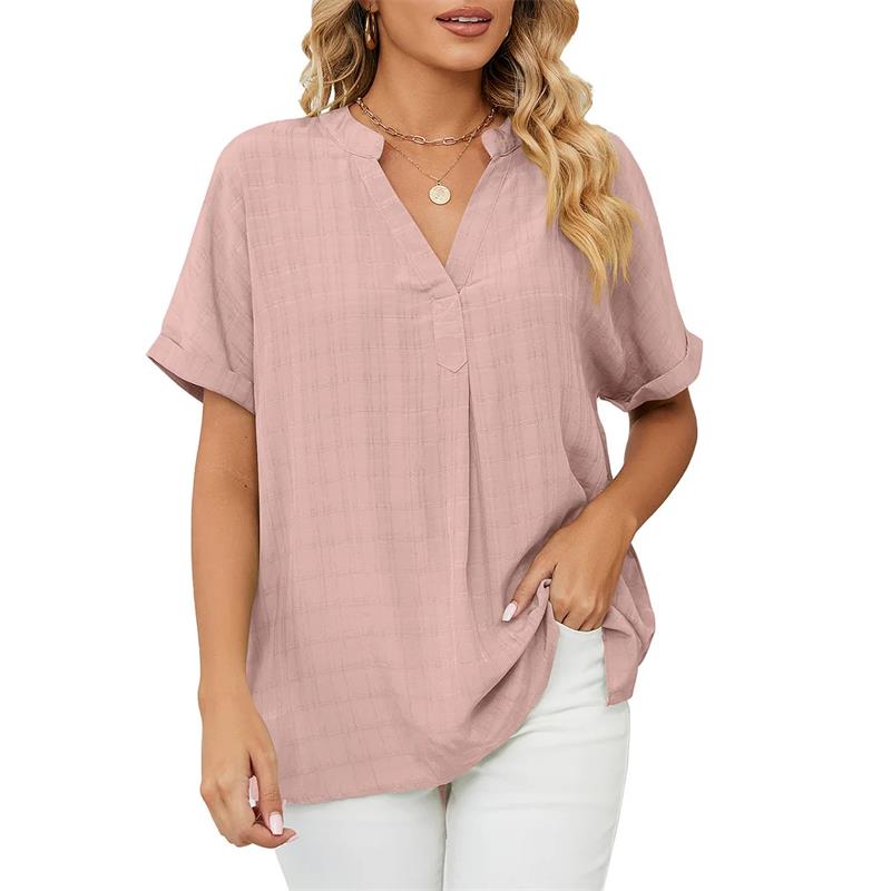 Heidi-Mode | Klassische V-Ausschnitt Kurzarm Bluse