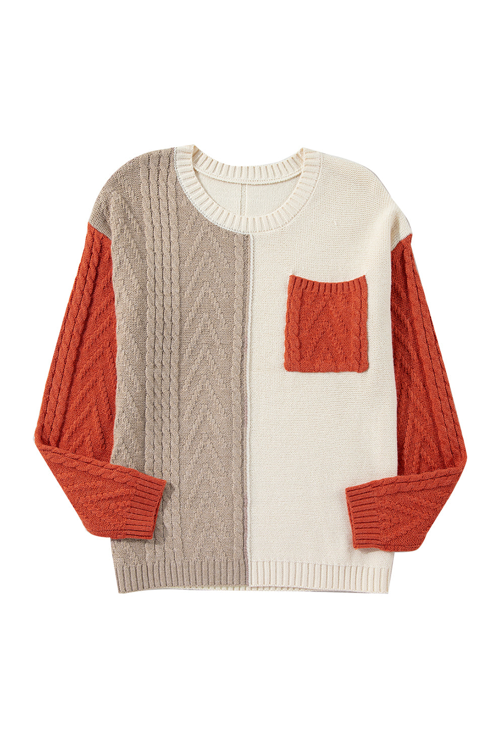 Flame Colorblock Pullover Mit Aufgesetzten Taschen Und Schultertaschen