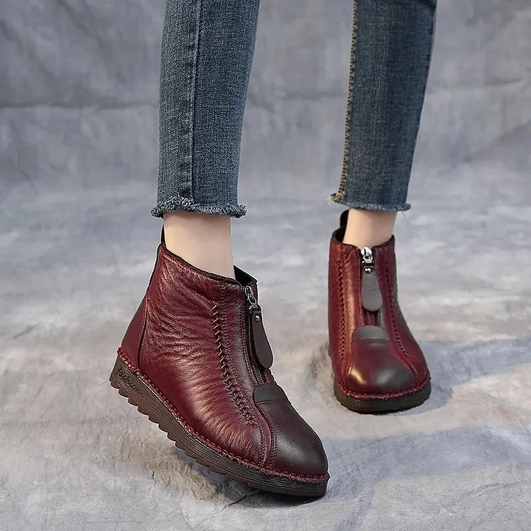Heidi-Mode | Damen Echtes Leder Rutschfeste Stiefeletten