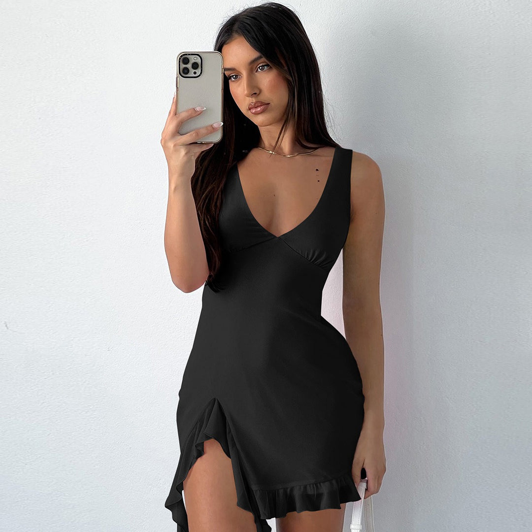 Heidi Mode | Kleid mit Hosenträgern und V-Ausschnitt mit Fransen