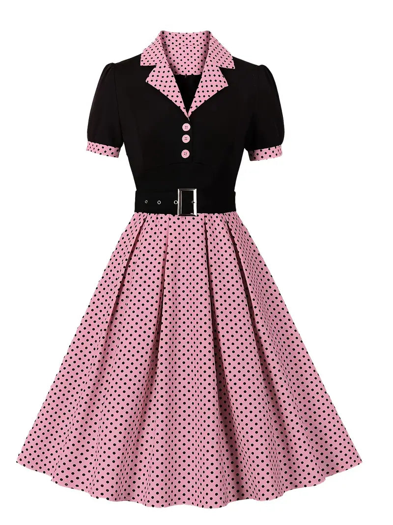 Heidi-Mode - Stilvolle Herbst Vintage Kleid mit Polka Dots für Frauen