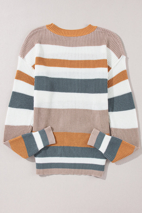 Classic Rundhalsausschnitt Colorblock Strickpullover