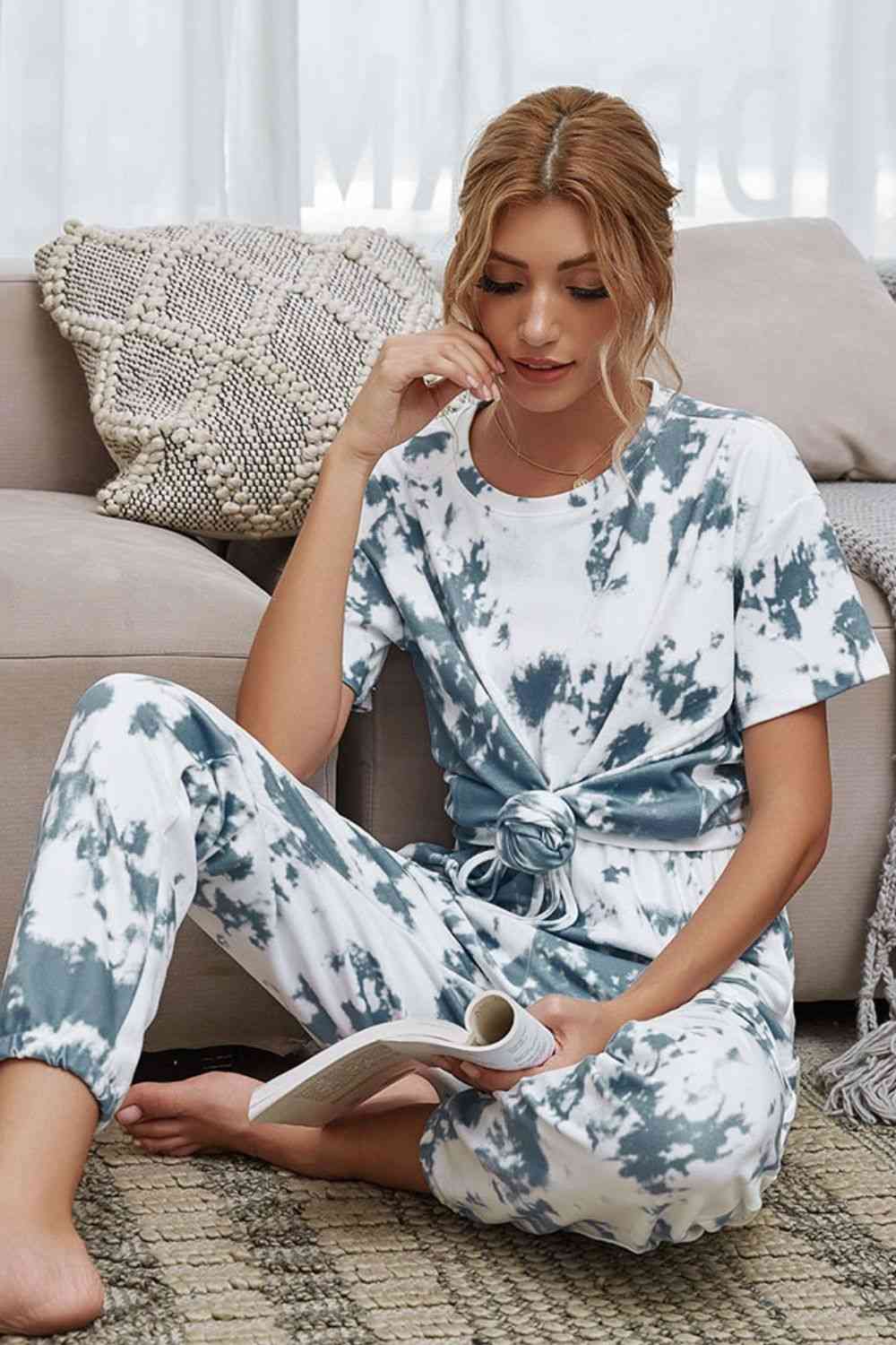 Heidi-Mode | Tie-Dye T-Shirt und Drawstring Taille Jogginghose Lounge Set