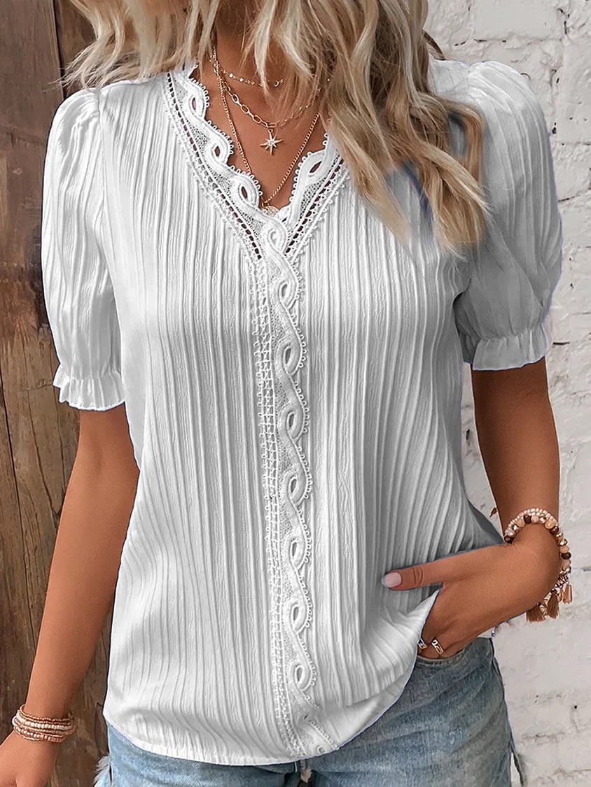 Heidi-Mode | Elegante Bluse mit Spitze und Falten Design