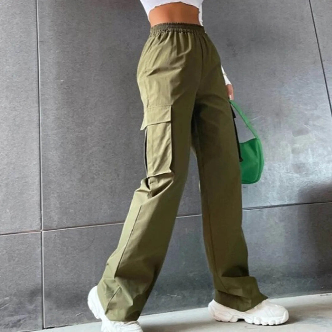 Heidi-Mode | Herbst Damen Hoch Geschnittene Cargo-Hosen