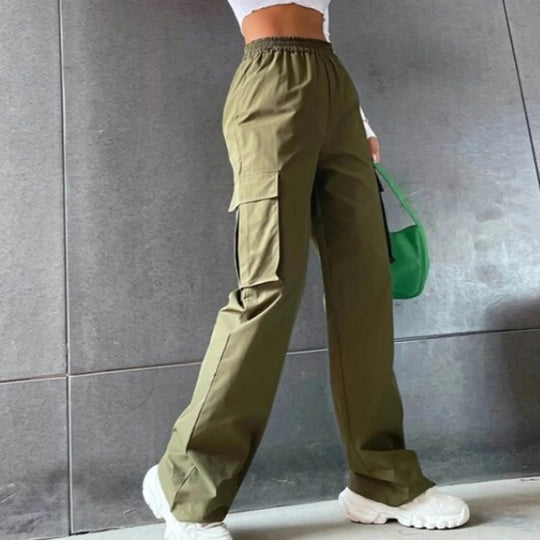 Heidi-Mode - Stilvolle Hohe Taille Cargo-Hose für Herbst Frauen