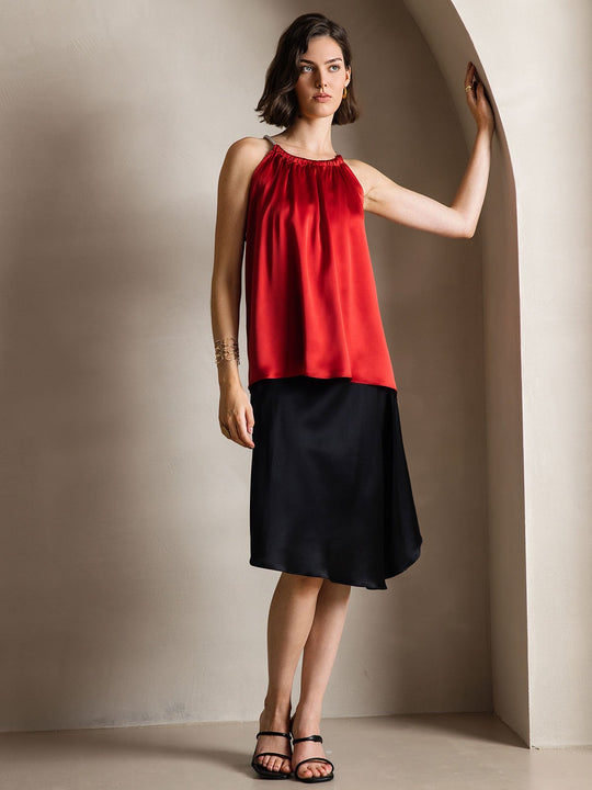 Heidi-Mode | Seiden Perlenknoten Hals Tanktop