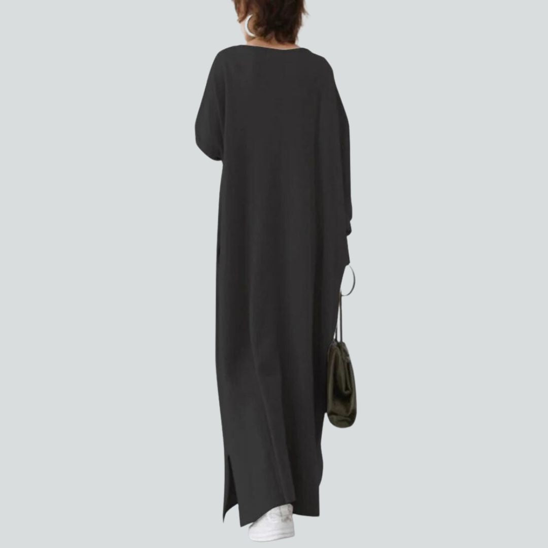 Maxi-Pulloverkleid mit V-Ausschnitt und langen Ärmeln in entspannter Passform