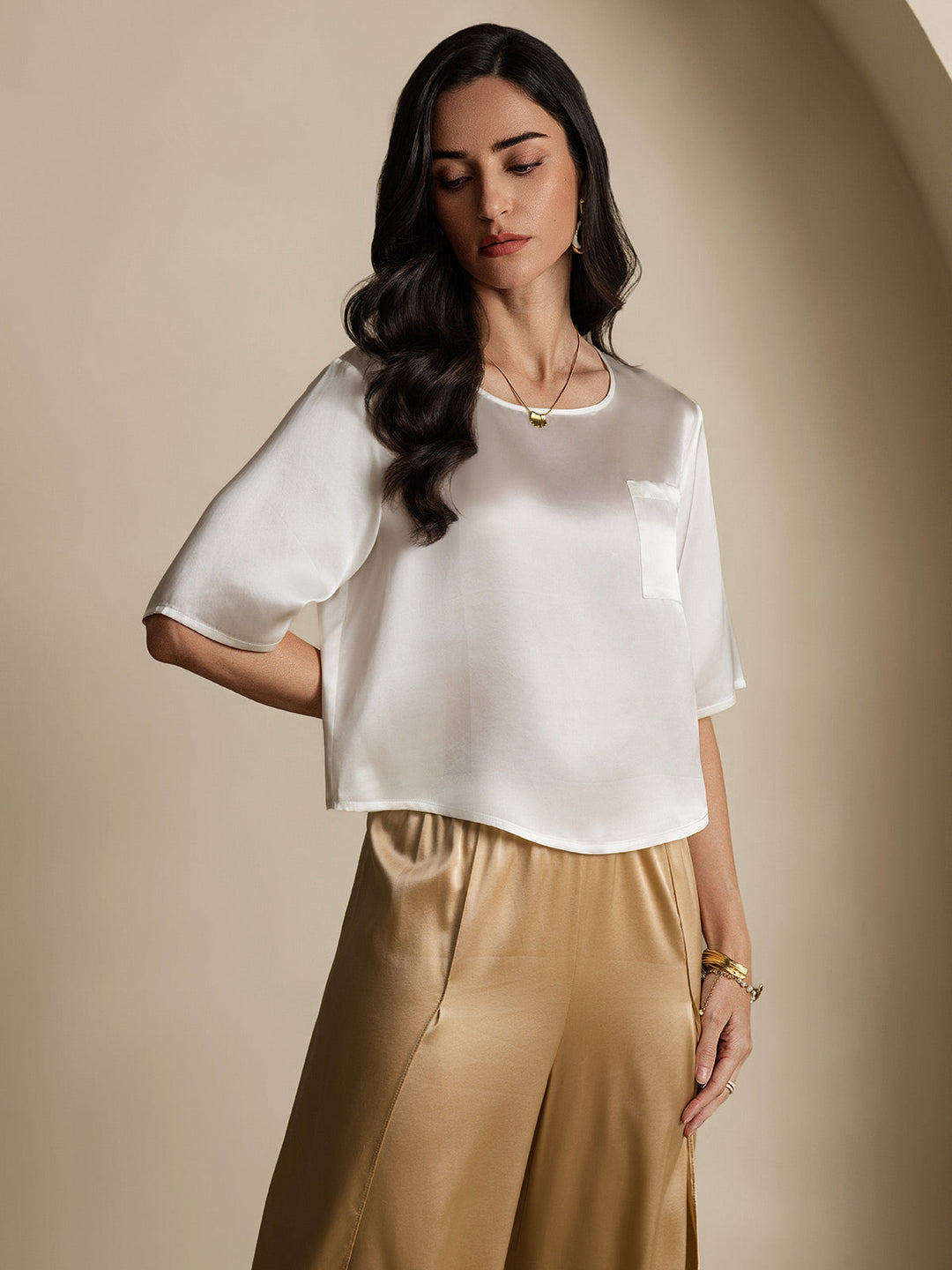 Heidi-Mode | 100% Seide Lässiges Damen T-Shirt