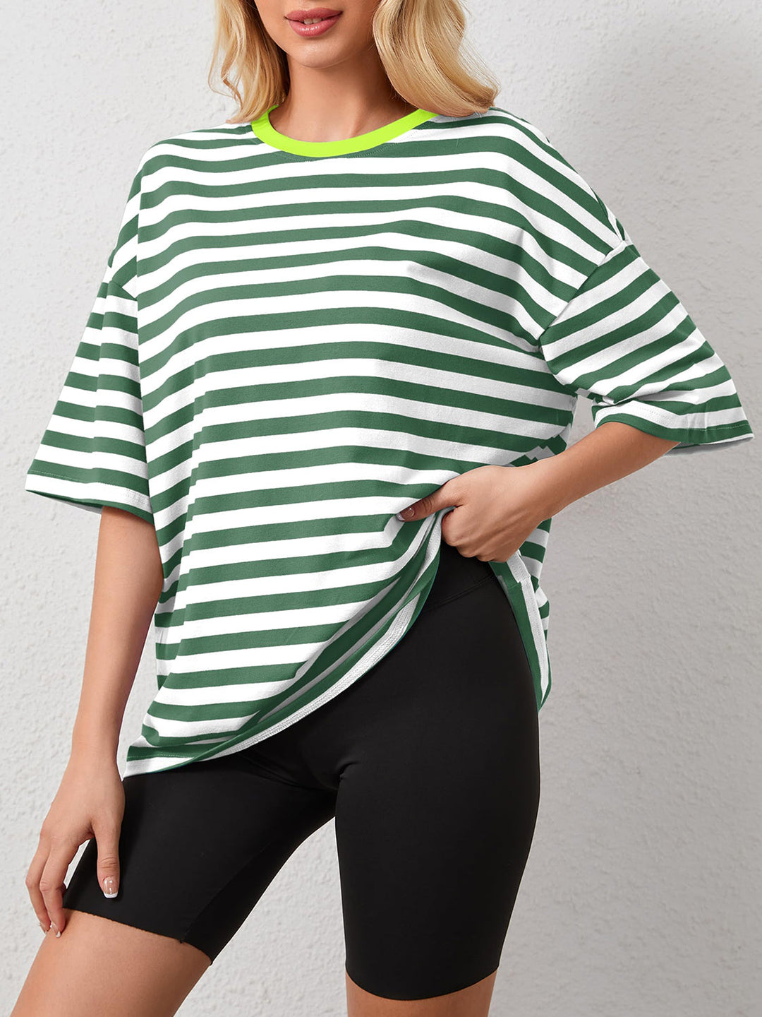 Heidi-Mode | Gestreiftes Rundhals-Halbarm-T-Shirt