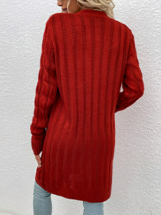 Heidi-Mode | Kabelstrick Knopfverschluss Cardigan mit Taschen