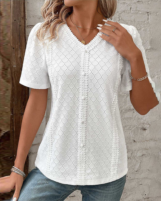 Heidi-Mode | Weiße kurzärmelige Bluse