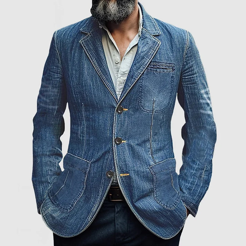 Heidi-Mode - Lässiger Herbst Einzelreihe Denim Blazer für Herren