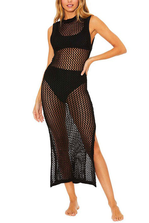 Heidi-Mode | Elegantes Gehäkeltes Strandkleid mit Seitenschlitz