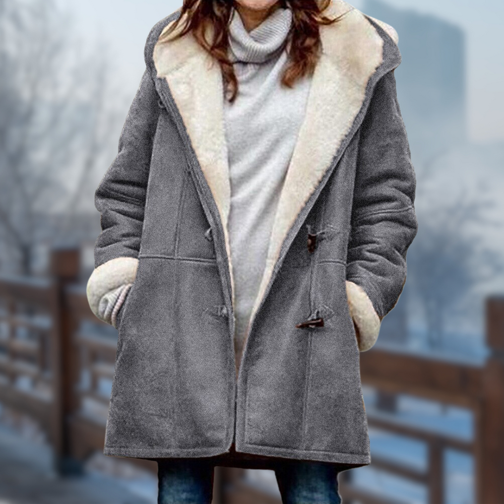 Heidi-Mode | Bequeme Weiche Lange Fleecejacke für Frauen mit Kapuze