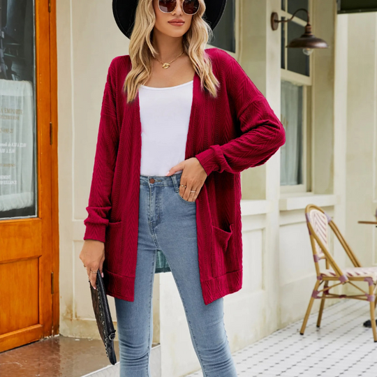 Heidi-Mode | Lange Strickjacken Damen Leichtgewicht Strickjacke mit Taschen