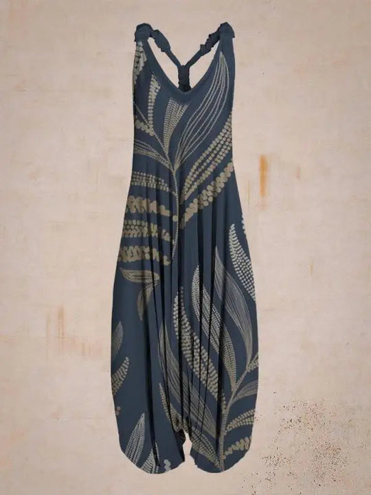 Heidi-Mode | Damen Lässiger Bohemian Jumpsuit mit Verstellbaren Trägern und Weitem Bein