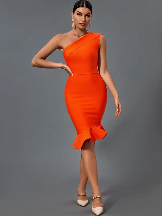 Bodycon-Midikleid mit einer Schulter