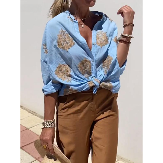 Heidi-Mode | Bluse mit goldenen Details - Elegant & bequem