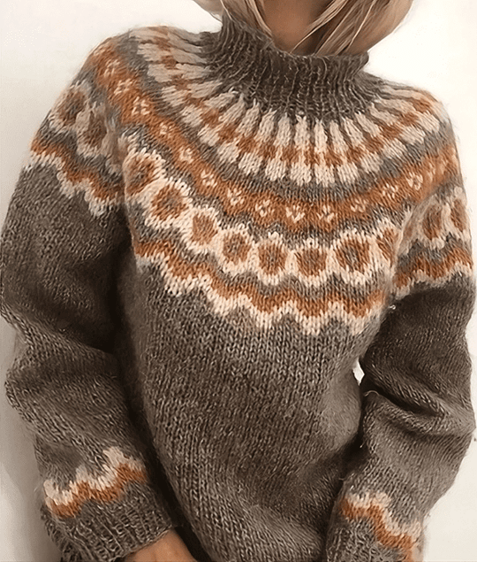 Grob gestrickter Rollkragenpullover für Damen