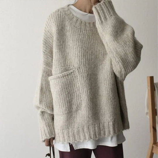 Oversized Grobstrickpullover mit gemütlichen Taschen