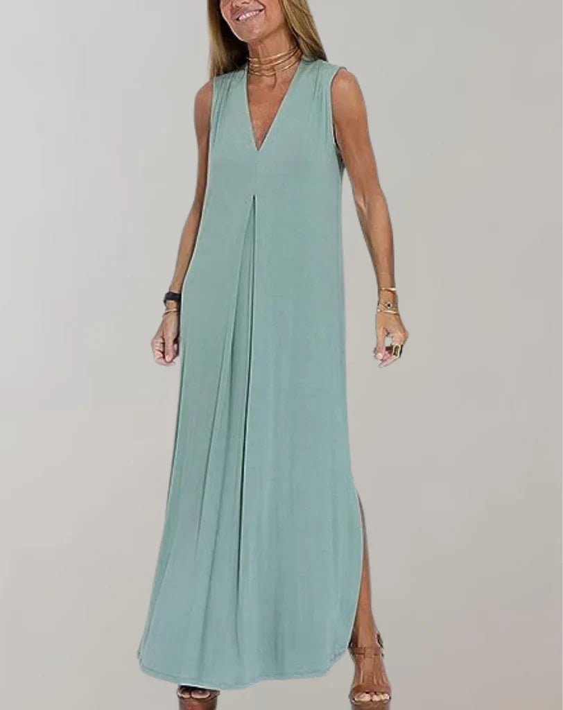 Schlankmachendes Kleid mit V-Ausschnitt
