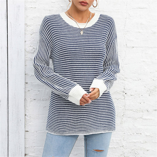 Heidi-Mode | Trendy Gestreepte Sweater Voor Vrouwen