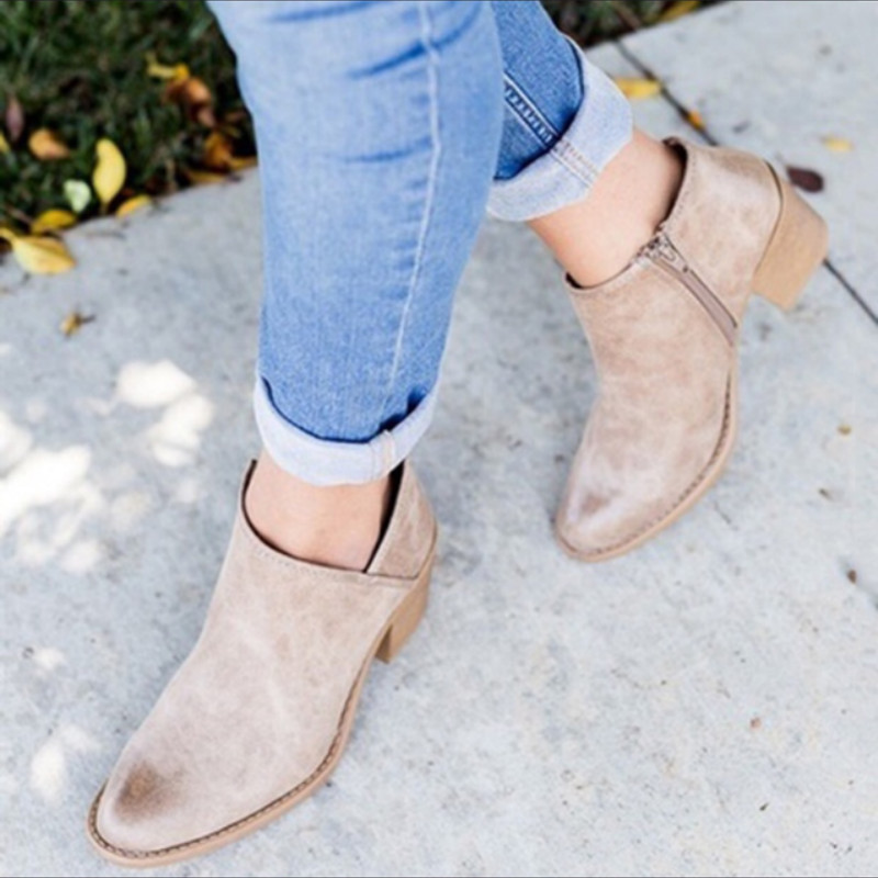 Heidi-Mode | Leder Elegante Stiefel mit Absatz für Frauen