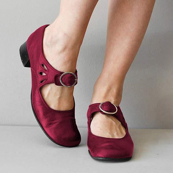 Heidi-Mode | Jahrgang Schuhe mit Abgerundeter Zehenpartie