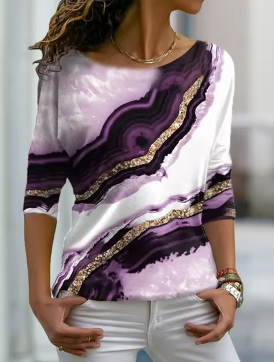 Heidi-Mode | Langarmshirt mit Marmor Drucken