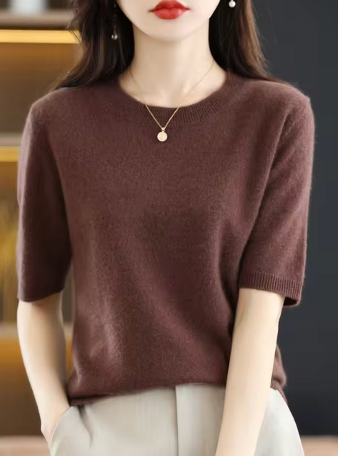 Heidi-Mode | Kurzarm-Pullover aus Wolle und Kaschmir