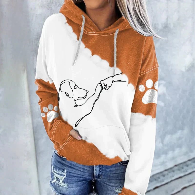 Stylischer Kapuzenpullover mit Hundeillustrationen