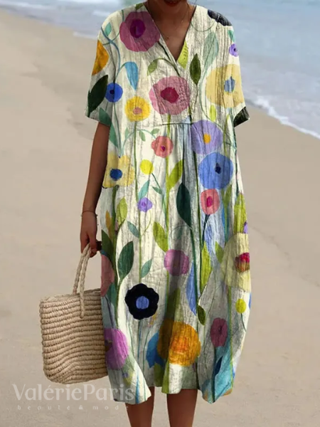 Heidi-Mode | Lässiges Kleid mit Floralem Druck aus Atmungsaktivem Baumwollstoff