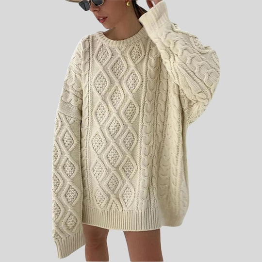 Heidi-Mode | Strickkleid mit Zopf Muster und Lockeren Schnitt