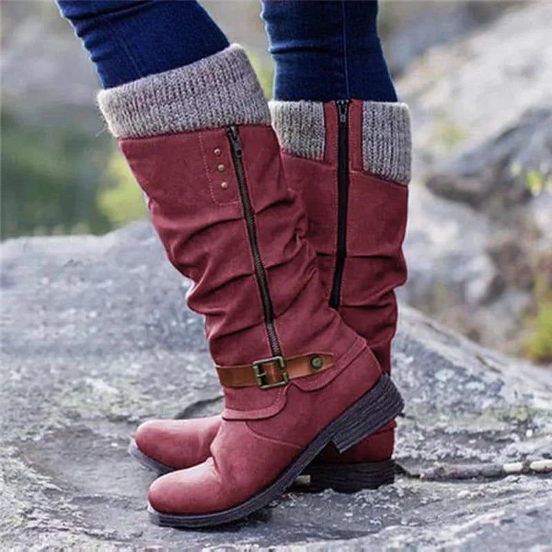 Heidi-Mode | Knielange Vegane Leder Winter Schneestiefel Für Damen Perfekt Für Den Winter