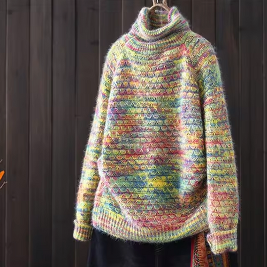 Gestreifter Pullover mit Tie-Dye-Muster