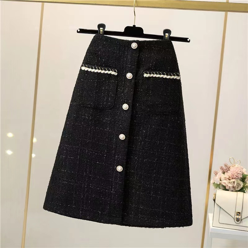 Heidi-Mode | Hochtaillierte A-Linien Tweed Rock